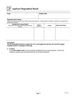 Applicant Biographical Sketch