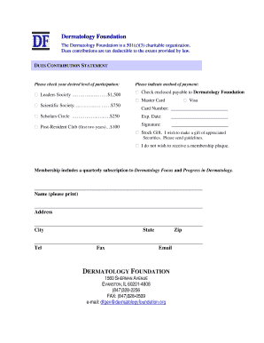 Dermatology Foundation Dues Contribution Statement
