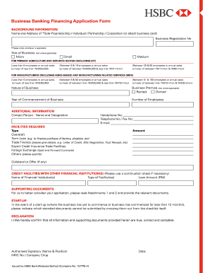 Business Banking Financing Application Form