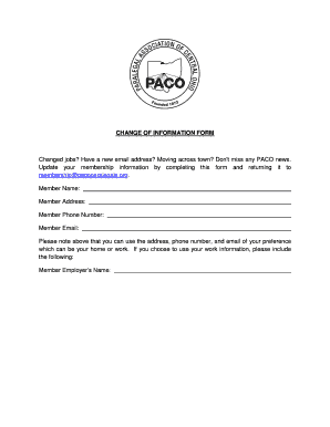 Change of Information Form