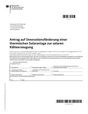 Antrag auf Innovationsförderung einer thermischen Solaranlage zur solaren Kälteerzeugung