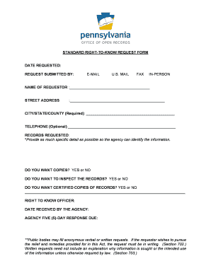 Standard Right-to-Know Request Form