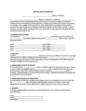 Last Will and Testament Template