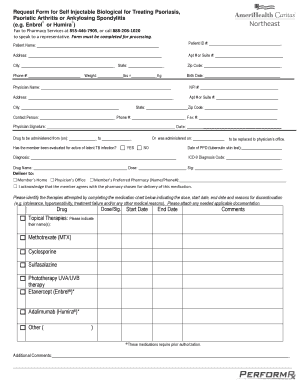 Request Form for Self Injectable Biological