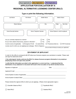 North Carolina Teacher License Application
