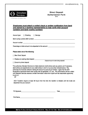 Direct Deposit Authorization Form