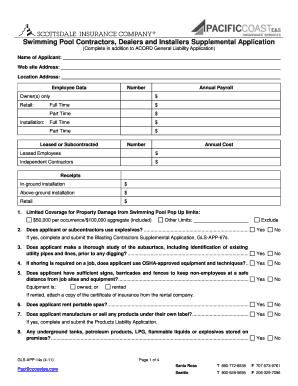 Swimming Pool Contractors Supplemental Application
