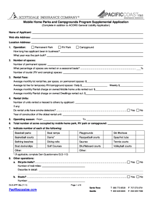 Mobile Home Parks and Campgrounds Supplemental Application