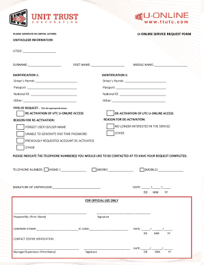 Unit Holder Service Request Form
