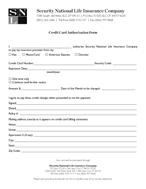 Credit Card Authorization Form