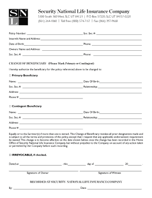 Change of Beneficiary Form
