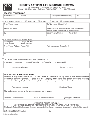 Security National Life Insurance Name Change Form