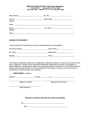 Change of Ownership Form