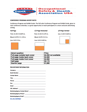 Conference Program Advert Rates Form
