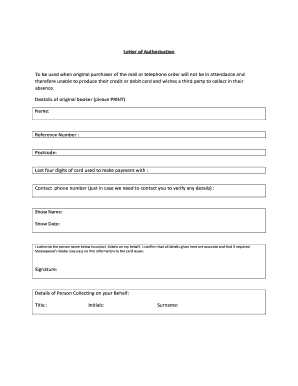 Letter of Authorisation for Ticket Collection