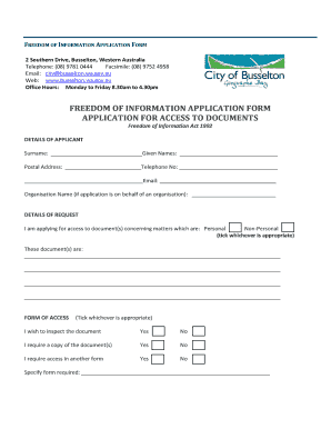 Freedom of Information Application Form