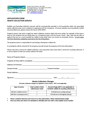 Waste Collection Service Application Form