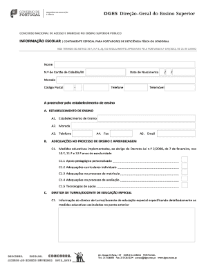 Formulário de Acesso ao Ensino Superior para Portadores de Deficiência