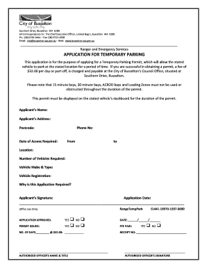 Temporary Parking Permit Application