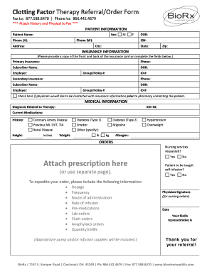 Clotting Factor Therapy Referral Form
