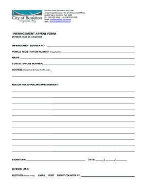 Infringement Appeal Form