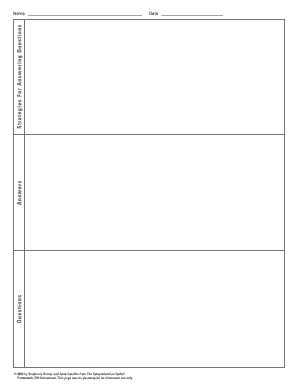 Comprehension Toolkit Question Answering Worksheet