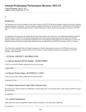 New York Annual Professional Performance Review Form