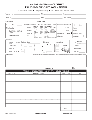 Print and Graphics Work Order