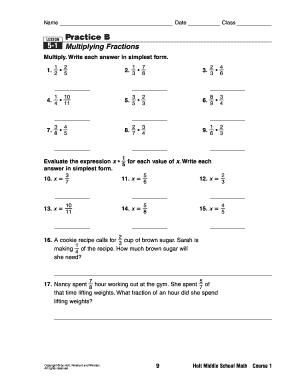 Multiplying Fractions Worksheet