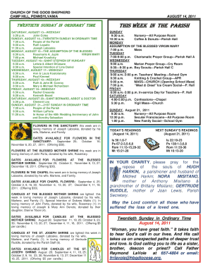 What is a sublevel chemistry - TWENTIETH SUNDAY IN ORDINARY TIME THIS WEEK IN THE PARISH