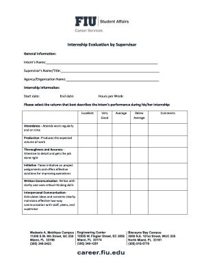 Internship Evaluation by Supervisor