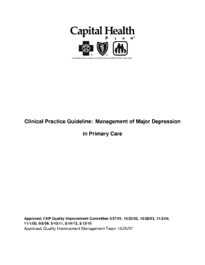 Clinical Practice Guideline: Management of Major Depression in Primary Care