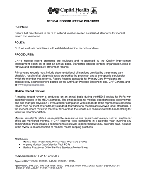 Medical Record Keeping Practices Policy