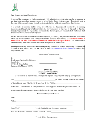 Lupin Limited Share Nomination Form