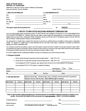 Rhode Island Workers' Compensation Earnings Report