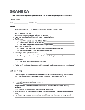 School Building Envelope Inspection Checklist