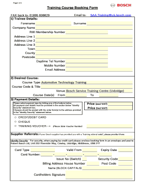 Training Course Booking Form