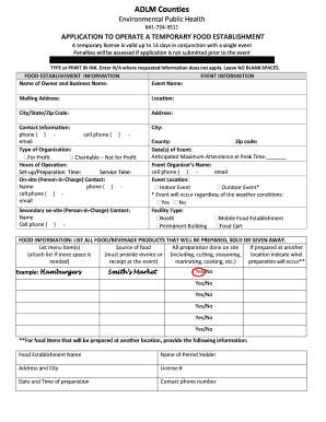 Iowa Temporary Food Establishment Application