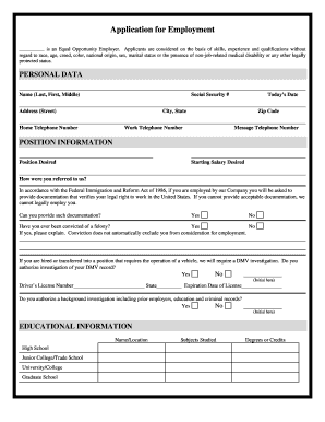 Employment Application Form