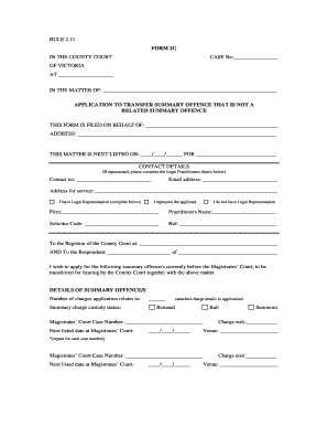 Application to Transfer Summary Offence