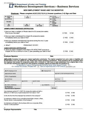 Rhode Island Employment Wage and Tax Incentive Form