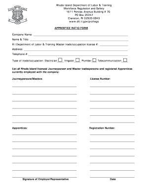 Rhode Island Apprentice Ratio Form