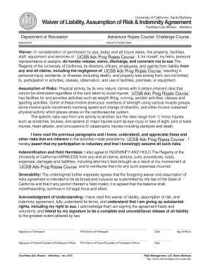 University of California Waiver of Liability