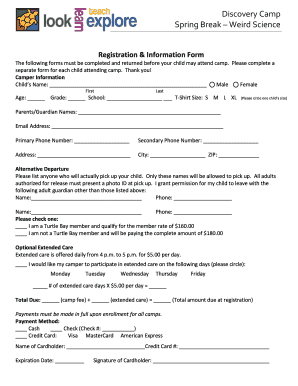Spring Break Camp Registration Form