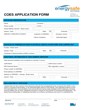 Certificate of Electrical Safety Application Form