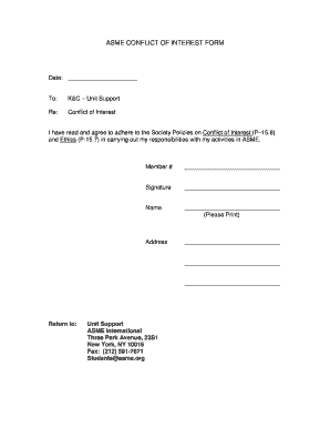 ASME Conflict of Interest Form