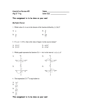 Alg 2/Trig Cumulative Review Assignment