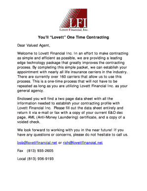Lovett One Time Contracting Form