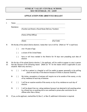 New York Absentee Ballot Application