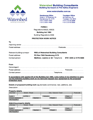 Protection Work Notice Form 3